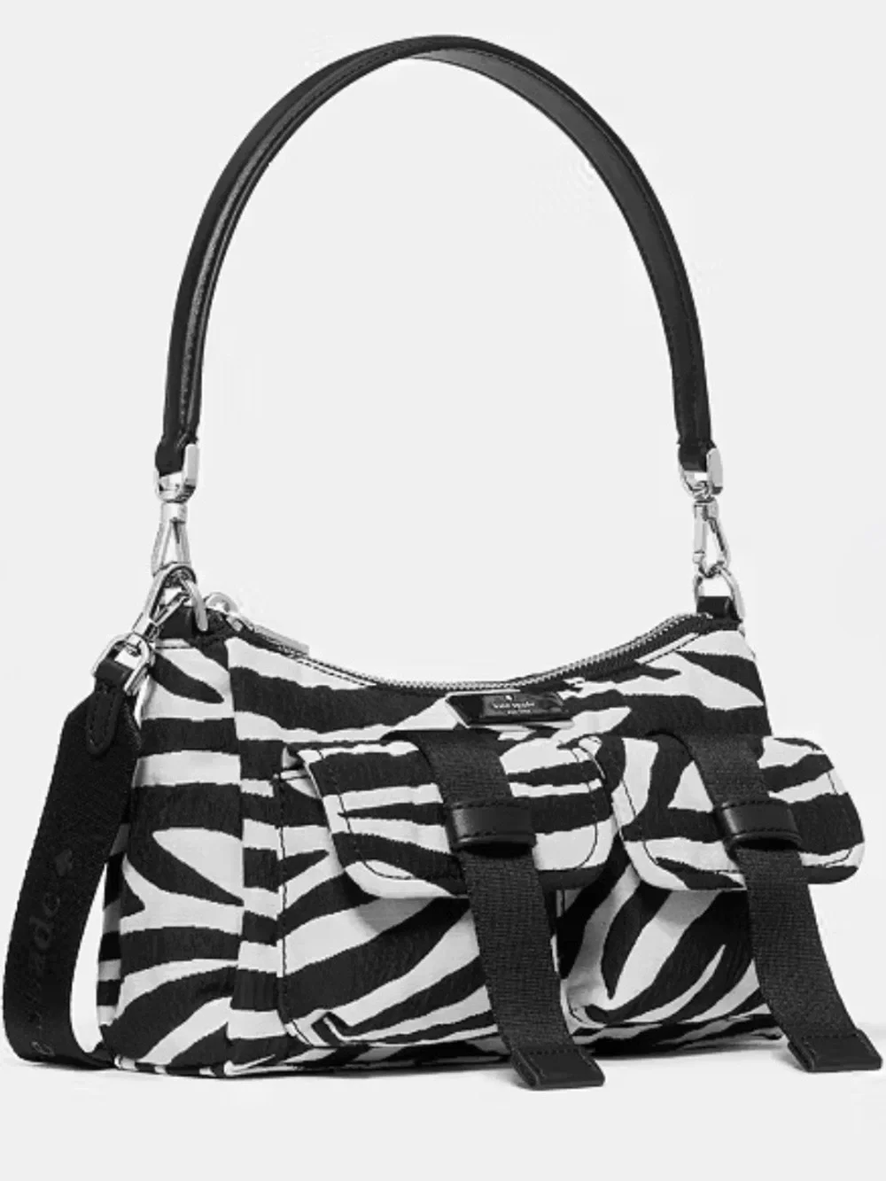Kate Spade Carter Zebra Cargo Crossbody Bag in black and white